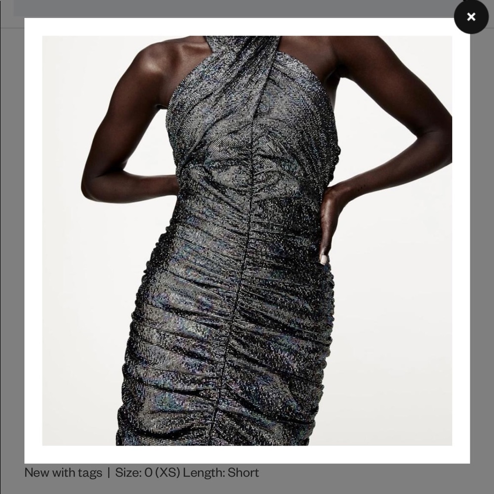 ZARA Metallic Draped Mini Dress/NWT - Picture 8 of 15